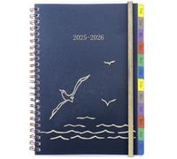 Agenda 2025 2026 A5 - Agenda semainier à anneaux - 1 semaine sur 2 pages - Avec aperçu mensuel et poche - Reliure à spirales - Agenda scolaire 2025/2026 - Agenda scolaire 25/26 - Août 25-juillet 26