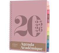 Agenda 2025 2026, Agenda Scolaire & Professionnel, Planificateur Journalier, Hebdo & Mensuel, Spirale Carnet de Rendez-Vous (Rose)