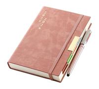 Agenda 2025-2026, format A5, page par jour, d'août à août à août, 13 mois 2025-2026, couverture rigide avec onglets mensuels colorés, stylo, boucle pour stylo, poche intérieure, marque-pages (rose)