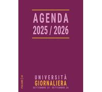 Agenda 2025 2026 Giornaliera: Italiano A4 grande, Un giorno per pagina con orari , Studenti universitari , Organizza il tuo studio all’università , Anno accademico 25-26 , Rosa