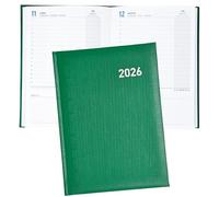 Agenda 2025/2026, jour par page, format A5, vue journalière, planificateur 2026, avec vue horizontale avec marque-pages, samedi et dimanche sur la même page, 12 mois de janvier à décembre (vert)