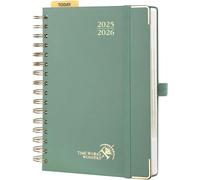 Agenda 2025 2026 Journalier A5 21,5 X 14,5cm, 1 Page Par Jour D'août 2025 À Juil 2026 12 Mois, Planner Scolaire, Couverture Rigide Spirale, Règle Et Signet, Papier 80g/M², Vert Minuit