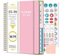 Agenda 2025 2026 Semainier Spiralea5 Agenda Scolaire Semainier Et Mensuel Avec Autocollants De Plan, Boucle De Stylo (Rosa)