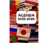 Agenda 2025-2026: thème des voyages (intérieur en noir et blanc), 151 pages, format 6x9, avec fiches voyages à remplir et illustrations incontournables, objectifs mensuels, 4 jours par pages