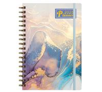Agenda 2025 A5, Agenda Journalier 2025 Spirale 19 x 13,8cm, format A5, avec Couverture Rigide Scolaire, Classeur à Anneaux, Planner 2025 qui Inspire la Productivité, Coloré