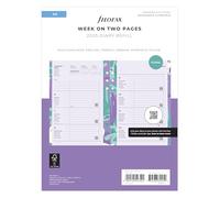 Agenda 2025 A5 avec motif floral illustré - Semaine sur deux pages