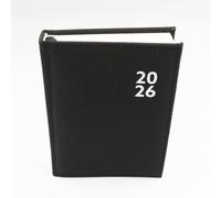 Agenda 2025 A6 1 jour par page - Couleur : noir - Agenda A6 DAP - 1 jour par page - Cuir synthétique - Ruban marque-page - Fentes heures 8 h à 20 h