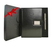 Agenda 2025, jour par page A5 REGAL en cuir végan et couverture rigide, comprend un stylo à encre liquide. Agenda folio jaune pour notes longues. Planning quotidien 365 jours professionnel. 21,5 x 15