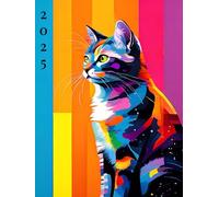 Agenda 2025 Journalier: 12 mois de janvier à décembre, format A4, 1 page par jour, couverture motif chat, parfait pour les amoureux des chats.