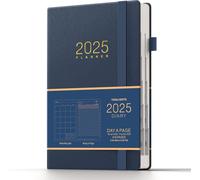 - Agenda 2025 Journalier, A5 Planner, Journalier De 365 Pages Et Mensuel De 24 Pages, Porte-Stylo Et Poche Intérieure, Couverture Rigide (Bleu)