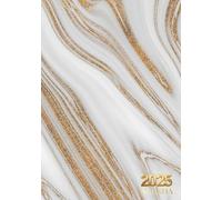 Agenda 2025 Journalier: Planificateur professionnel de 365 Jours et 12 Mois | 1 Page par Jour avec Heure, de Janvier à Décembre | Marbre blanc Doré