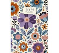 Agenda 2025 semainier A4 vertical avec des fleurs colorées: Planificateur hebdomadaire 12 mois, samedi dimanche entier, intervalles de 30 minutes, double page, français, femme, fille.
