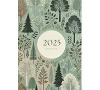 Agenda 2025 semainier A4 vertical vert sauge avec des arbres: Planificateur hebdomadaire 12 mois, samedi dimanche entier, intervalles de 30 minutes, double page, français, thème de l'arbre.