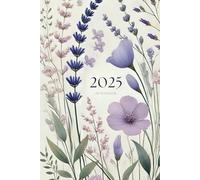 Agenda 2025 semainier A5 vertical avec des fleurs de lavande: Planificateur hebdomadaire 12 mois, samedi dimanche entier, intervalles de 30 minutes, double page, français, femme, fille.