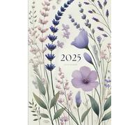 Agenda 2025 semainier A5 vertical avec des fleurs de lavande: Planificateur hebdomadaire 12 mois, samedi dimanche entier, intervalles de 30 minutes, double page, français, femme, fille.
