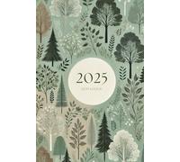 Agenda 2025 semainier A5 vertical vert sauge avec des arbres: Planificateur hebdomadaire 12 mois, samedi dimanche entier, intervalles de 30 minutes, double page, français, thème de l'arbre.