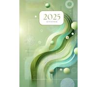 Agenda 2025 semainier A5 vertical vert sauge: Planificateur hebdomadaire 12 mois, samedi dimanche entier, intervalles de 30 minutes, double page, français.