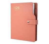 Agenda 2026 2026 une page par jour de janvier à décembre avec onglets mensuels colorés, passant pour stylo, poche intérieure fine et panneaux latéraux colorés, format A5, 17 x 21,6 cm (rose)