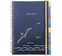 Agenda 2026 2027 A5 - Agenda hebdomadaire / agenda à anneaux avec onglets, poche intérieure, reliure à spirales, calendrier 1 semaine sur 2 pages, calendrier scolaire, agenda d'études, carnet de