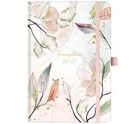 Agenda 2026 2027 - Agenda semainier 2026-2027, août 26 à sept septembre 27, agenda, agenda A5 avec poche plaquée, élastique, 21,4 cm × 14,6 cm, rose