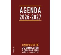 Agenda 2026 2027 Journalier A4: Grand Format , Français, Année Universitaire Scolaire 26-27 , Une Page par Jour , Rouge