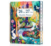 Agenda 2026-2027, Planner pour 18 Mois - Janv 2026 à Juin 2027 avec Marque-Page, 22,5 x 27,5 cm Carnet de Notes à Couverture Rigide avec Onglets Mensuels, Agenda avec Reliure à Double Spirale