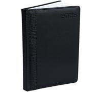 Agenda 2026 A5 aspect cuir - Agenda 2026 et agenda journalier 1 jour 1 page lundi (Sa & So 1 page) à couverture rigide, calendrier de bureau avec aperçu de l'année 2026