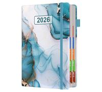 Agenda 2026 A5 une page par jour allant de janvier à décembre, carnet de rendez-vous annuel complet, planificateur journalier mensuel avec onglets colorés et fine poche intérieure
