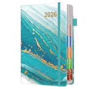 Agenda 2026 A5 une page par jour allant de janvier à décembre, carnet de rendez-vous annuel complet, planificateur journalier mensuel avec onglets colorés et fine poche intérieure