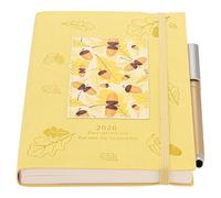 Agenda 2026 A5 une page par jour, couverture rigide, planificateur journalier de janvier 2026 à décembre 2026, planificateur hebdomadaire mensuel avec stylo, autocollants (jaune 2026, A5)