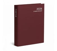 Agenda 2026 annuel 2026 avec couverture rigide, format A4, deux pages par jour, avec couverture rigide, emplacements horaires, idéal pour les étudiants, les affaires, le bureau, la maison (rouge)
