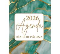 Agenda 2026 anual día por página: Grande diaria A4 , Planificador diario y mensual, Calendario 12 meses por horas, Organizador 2026 español.