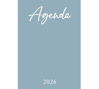 Agenda 2026: Bleu Pastel | Semainier (1 semaine sur 2 pages) | Grand format - A4 (21x29,7 cm) | Planning hebdomadaire avec heures (7h-20h)