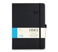 Agenda 2026 - Collection Forbes de Tangible Stationery Co. Ltd - Semainier A5 avec rendez-vous, ruban marque-page, fermeture élastique, poche de rangement, noir