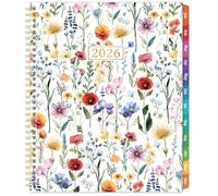 Agenda 2026 de janvier 2026 à décembre 2026, 21,6 x 27,9 cm, planificateur hebdomadaire et mensuel avec 12 onglets mensuels, couverture en carton, poche arrière