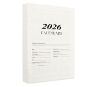 Agenda 2026 English Page A5 agenda quotidien Supplément agenda insert feuille remplissage sac bloc notes de bureau plan