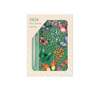 Agenda 2026 et stylo à bille avec motif papillon rose - Agenda semainier fin et stylo à bille doré - Agenda hebdomadaire inspiré de la nature Format portefeuille