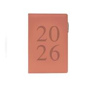 Agenda 2026 format A5 - 1 jour par page - En similicuir rose pastel - Léger et compact - Pour étudiant, travail, voyage