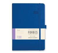 Agenda 2026 format A5 une page par jour - Forbes from Tangible Stationery Co. Ltd - Journalier avec rendez-vous, ruban marque-page, fermeture élastique, poche de rangement pour documents, bleu