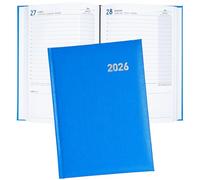 Agenda 2026 jour par page format A5 avec vue journalière 2026, planificateur avec vue horizontale avec marque-pages, samedi et dimanche sur la même page, 12 mois de janvier à décembre (bleu clair)