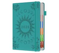 Agenda 2026 journalier 2026 de janvier à décembre avec aperçu mensuel, onglets colorés et fine poche intérieure (soleil et lune) Format A5
