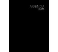 Agenda 2026 Noir Minimaliste: Semainier Hebdomadaire Vertical A4 • Organisation, Professionnel, Personnel • Design simple & épuré • Calendrier annuel, ... vue mensuelle, une Semaine sur deux Pages