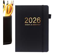 Agenda 2026 - Papier 21,5 x 15,2 x 1,2 cm 310 g | Carnet organiseur journalier A5 avec couverture rigide pour étude, travail, voyage | Bureau universitaire d'études d'études en économie