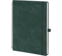 Agenda 2026 Semainier A4 Grand Format 29,7 X 21 Cm En Français - Couverture Souple En Pu Cuir Spirale, Intervalles De 15 Minutes, D'jan 2026 À Déc 2026, Papier 100 G/M², Bleu Vert