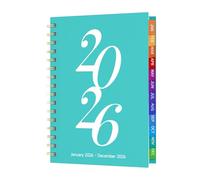 Agenda 2026 semainier A5 de janvier à décembre 2026 avec onglets mensuels, vue hebdomadaire pour plan d'étude, emploi du temps de travail et vie quotidienne