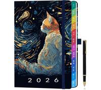 Agenda 2026 Semainier A5 Planificateur Hebdomadaire Mensuel Onglets Pages Couleur Couverture Cuir PU Pochette Stylo