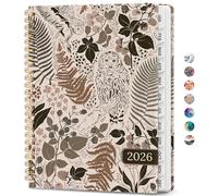 Agenda 2026, semainier et mensuel, de janvier 2026 à décembre 2026, couverture rigide à spirale avec onglets mensuels, pages de notes, parfait pour homme et femme, format A5 (16,3 x 21,6 cm), chouette