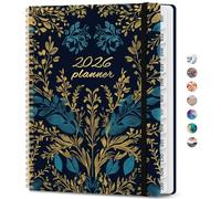 Agenda 2026, semainier et mensuel, de janvier 2026 à décembre 2026, couverture rigide à spirale avec onglets mensuels, pages de notes, parfait pour homme et femme, format A4 (21,6 x 27,9 cm), minuit