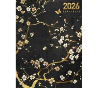 Agenda 2026: Semainier et mensuel | Planificateur hebdomadaire A4 janvier à décembre | Organiseur floral thème Japon pour femme, étudiant, enseignant, professionnel | Avec pages de notes.