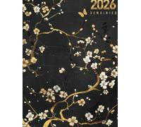 Agenda 2026: Semainier et mensuel | Planificateur hebdomadaire A4 janvier à décembre | Organiseur floral thème Japon pour femme, étudiant, enseignant, professionnel | Avec pages de notes.